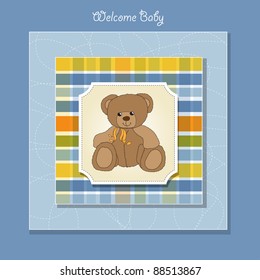 new baby announcement card with teddy bear