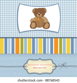 new baby announcement card with teddy bear
