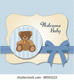 new baby announcement card with teddy bear