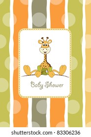 new baby announcement with baby giraffe