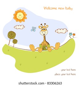 new baby announcement with baby giraffe