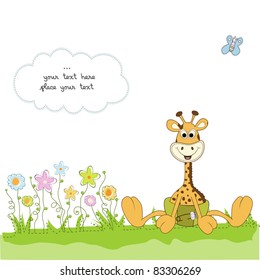 new baby announcement with baby giraffe