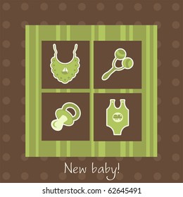 New baby arrival card, vector