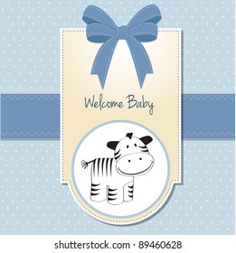 new baby arrived card with zebra