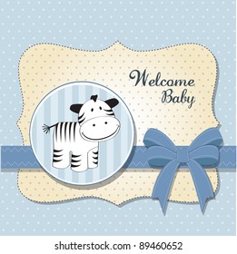 new baby arrived card with zebra