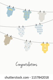 New Baby Boy Congratulations Card In Blue