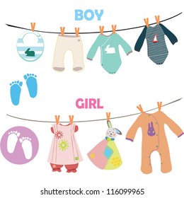 New baby boy and girl set isolated on white