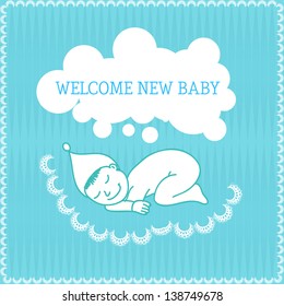 New baby boy shower invitation. Vector illustration
