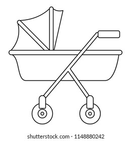 New baby carriage icon. Outline new baby carriage vector icon for web design isolated on white background
