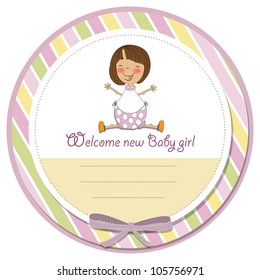 new baby girl announcement card with little girl