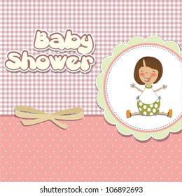 new baby girl announcement card with little girl