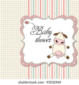 new baby girl card with cow