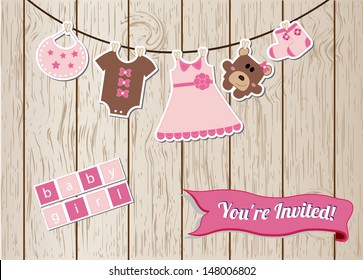 New baby girl invitation card