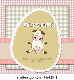 new baby girl shower card with cow