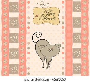 new baby girl shower card with cat