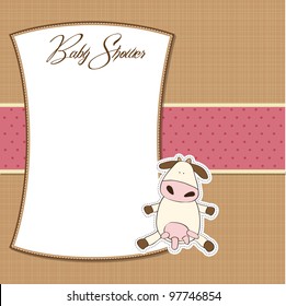 new baby girl shower card with cow