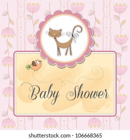 new baby shower card with cat