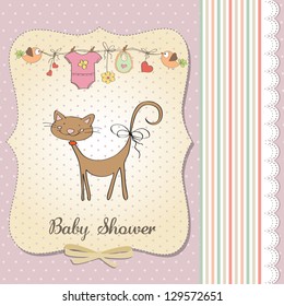 new baby shower card with cat