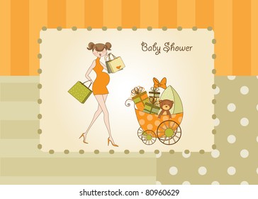 new baby shower invitation with pregnant expectant mother