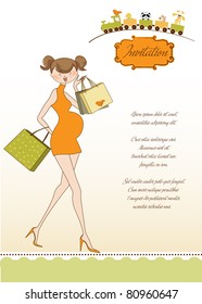 new baby shower invitation with pregnant expectant mother