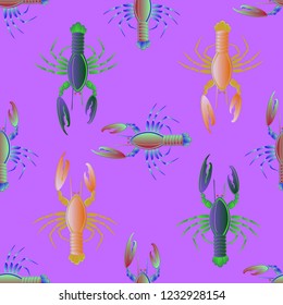New background multicolor pattern seamless lobster.