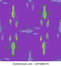 New background multicolor pattern seamless lobster.