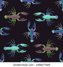 New background multicolor pattern seamless lobster.