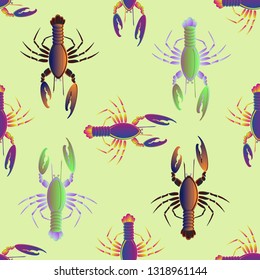 New background multicolor pattern seamless lobster.