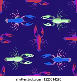 New background multicolored pattern seamless lobster.