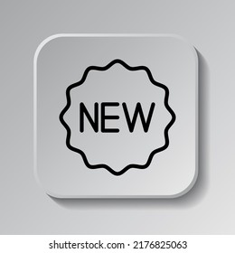 Nuevo vector de icono sencillo de placa. Diseño plano. Icono negro en botón cuadrado con sombra. Fondo gris.ai
