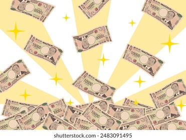 New banknotes
A lot of scattered Japanese money (10,000 yen bill)

It is written as "10,000 yen" in Japanese.
