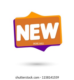 New banner design template, speech bubble tag, vector illustration