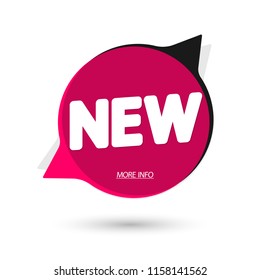 New banner design template, speech bubble tag, vector illustration