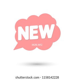 New banner design template, speech bubble tag, vector illustration