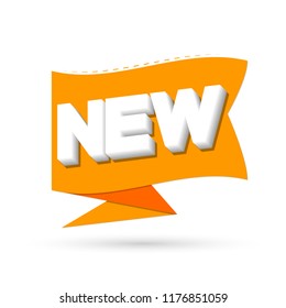 New banner design template, speech bubble tag, vector illustration