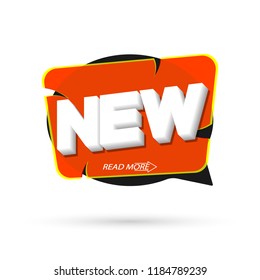New banner design template, speech bubble tag, vector illustration