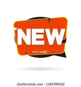 New banner design template, speech bubble tag, vector illustration