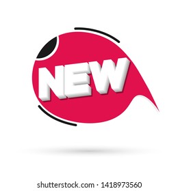 New banner design template, speech bubble promo tag, vector illustration