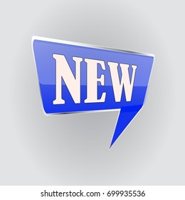 NEW banner, geometrical speech bubble with New sign, vector illustration