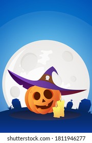New banner for Halloween. Background with pumpkin