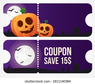 
New banner for sales during Halloween. Coupon vector illustration