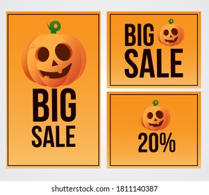 
New banner for sales during Halloween. Coupon vector illustration