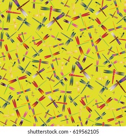 New beautiful colored seamless pattern with dragonflies.