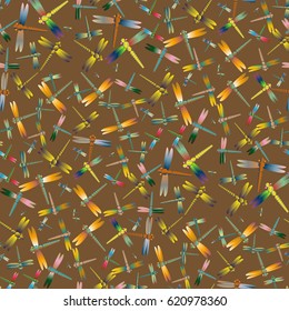 New beautiful colored seamless pattern with dragonflies.