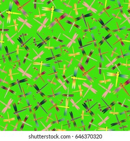 New beautiful colored seamless pattern with dragonflies.