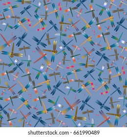 New beautiful colored seamless pattern with dragonflies.