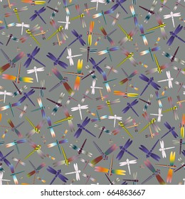 New beautiful colored seamless pattern with dragonflies.