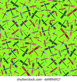 New beautiful colored seamless pattern with dragonflies.