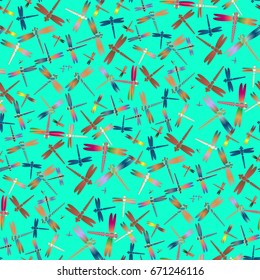 New beautiful colored seamless pattern with dragonflies.