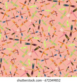 New beautiful colored seamless pattern with dragonflies.